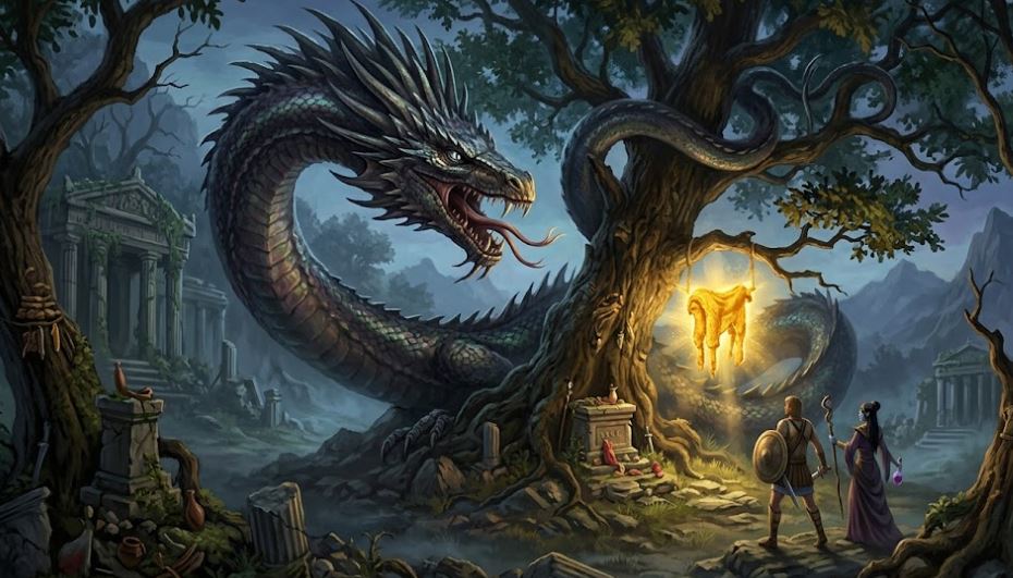 มังกรแห่งโคลคิส (The Colchian dragon) ยามเฝ้าขนแกะทองคำผู้ไม่เคยหลับ ตำนานเทพเจ้ากรีก